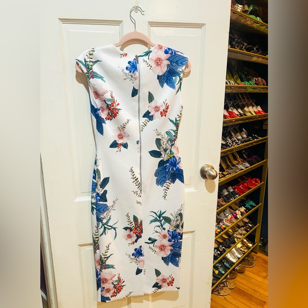 Ted Baker Sharley Jamboree Cap Sleeve Satin Floral Designer Dress US4 - Picture 7 of 16